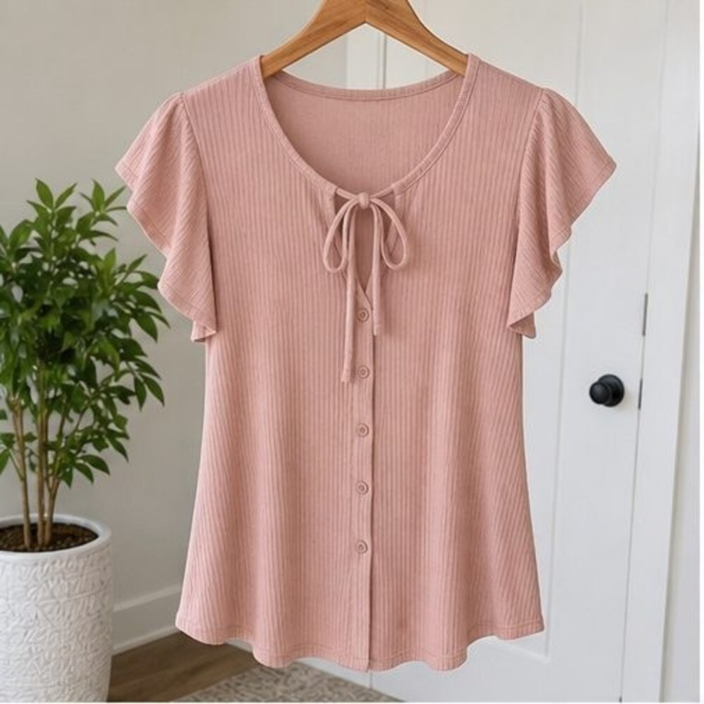 Blush Button Blouse